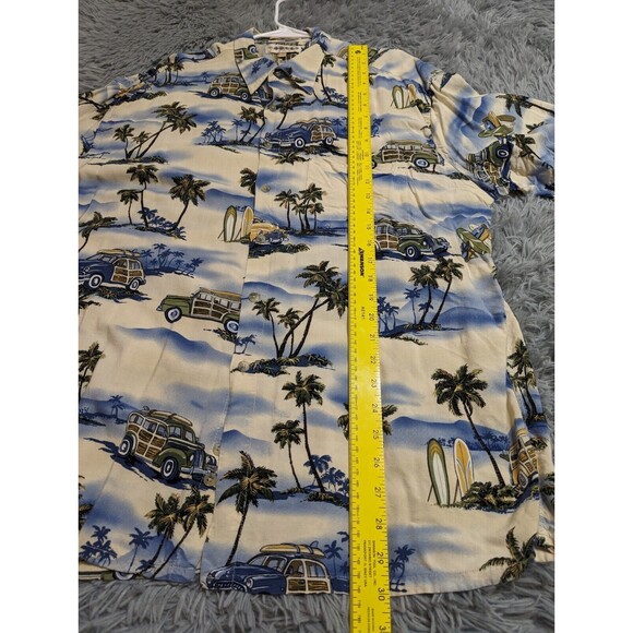 Campia Moda Hawaiian Shirt Mens XL XLarge Rayon Short Sleeve Surfing Cars Palms - Picture 9 of 11